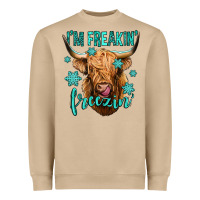 Mushroom i'm freakin freezin long haired cow Heavyweight Sweatshirt - Jasminsmagicworld