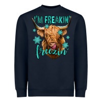 Navy i'm freakin freezin long haired cow Heavyweight Sweatshirt - Jasminsmagicworld