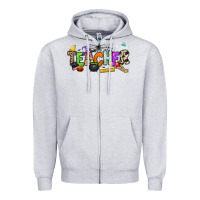 Heather Grey halloween teacher Zipper Hoodie - NancyCooperArtShop