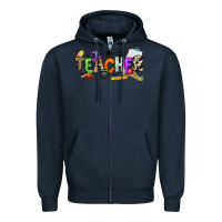 Navy halloween teacher Zipper Hoodie - NancyCooperArtShop
