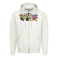 Oatmeal Heather halloween teacher Zipper Hoodie - NancyCooperArtShop