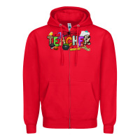 Red halloween teacher Zipper Hoodie - NancyCooperArtShop