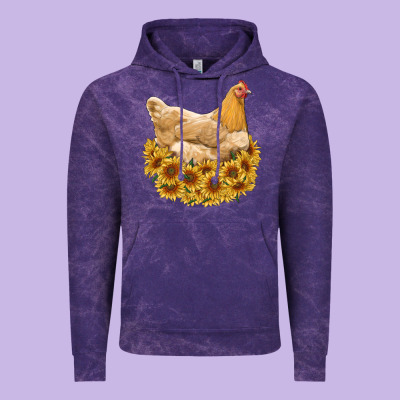 Chicken With Sunflowers Vintage Hoodie Designed By Ranaportraitstore