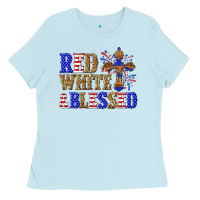 Baby Blue red white and blessed Ladies Tee - texasbilliewilder