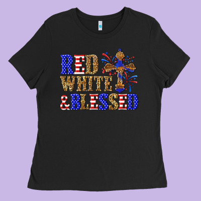 Red White And Blessed Ladies Tee Designed By Texasbilliewilder
