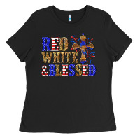 Black red white and blessed Ladies Tee - texasbilliewilder