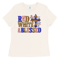 Bone red white and blessed Ladies Tee - texasbilliewilder