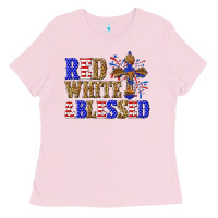 Bubblegum Pink red white and blessed Ladies Tee - texasbilliewilder