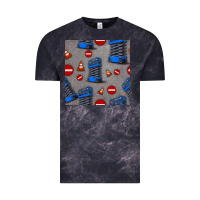 Cloud Black scissor lift seamless pattern Vintage Tee - BundleAndBundleShop