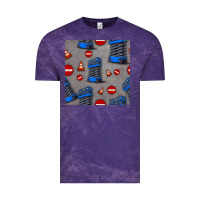 Cloud Purple scissor lift seamless pattern Vintage Tee - BundleAndBundleShop