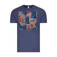 Vintage Denim scissor lift seamless pattern Vintage Tee - BundleAndBundleShop