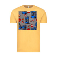 Vintage Mustard scissor lift seamless pattern Vintage Tee - BundleAndBundleShop