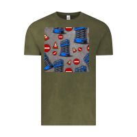 Vintage Olive scissor lift seamless pattern Vintage Tee - BundleAndBundleShop