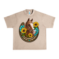 French Oak western horseshoe horse sunflowers gemstone Urban Heavy Tee - Artiststas