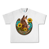 Western Horseshoe Horse Sunflowers Gemstone Urban Heavy Tee | Teevron
