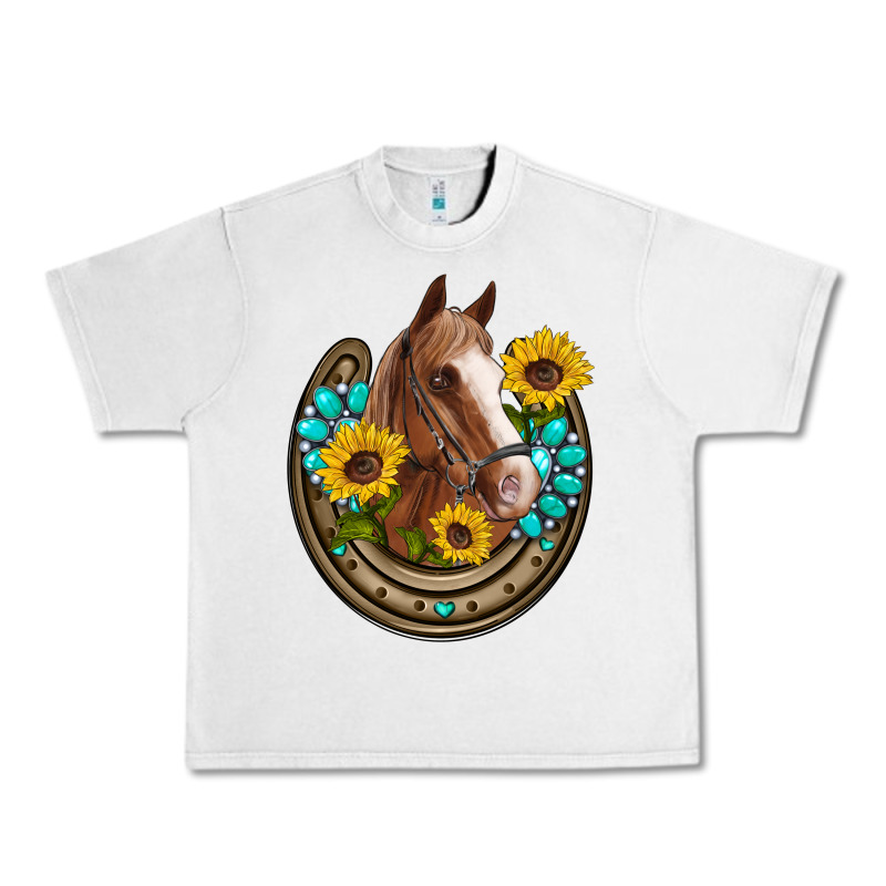 Western Horseshoe Horse Sunflowers Gemstone Urban Heavy Tee by Artiststas | Teevron