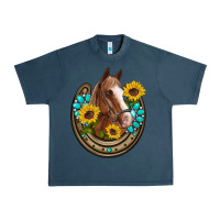 Midnight Navy western horseshoe horse sunflowers gemstone Urban Heavy Tee - Artiststas
