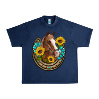 Navy western horseshoe horse sunflowers gemstone Urban Heavy Tee - Artiststas