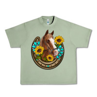 Oil Green western horseshoe horse sunflowers gemstone Urban Heavy Tee - Artiststas