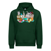 Forest Green Easter Hippopotamus coffee cups Easter Day Urban Hoodie - CowGirlArtShop