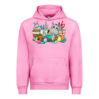 Fuchsia Pink Easter Hippopotamus coffee cups Easter Day Urban Hoodie - CowGirlArtShop