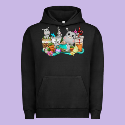 Easter Hippopotamus Coffee Cups Easter Day Urban Hoodie Designed By Cowgirlartshop