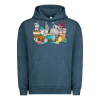 Pigment Midnight Navy Easter Hippopotamus coffee cups Easter Day Urban Hoodie - CowGirlArtShop