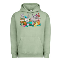 Pigment Oil Green Easter Hippopotamus coffee cups Easter Day Urban Hoodie - CowGirlArtShop