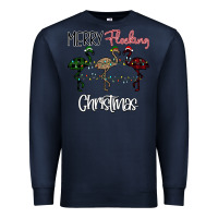 Navy Merry Flocking Christmas Premium Sweatshirt - Bettercallsaul