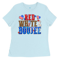 Baby Blue red white and boujee billie wilder Ladies Tee - texasbilliewilder