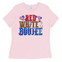Bubblegum Pink red white and boujee billie wilder Ladies Tee - texasbilliewilder