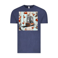 Vintage Denim forklift seamless pattern Vintage Tee - BundleAndBundleShop