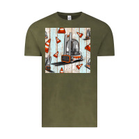 Vintage Olive forklift seamless pattern Vintage Tee - BundleAndBundleShop