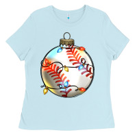 Baby Blue christmas baseball Ladies Tee - Zillion Design Studio