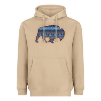 Mushroom Bison Silhouette Blue Aztec Heavyweight Hoodie - Bettercallsaul