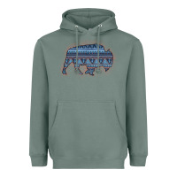 Sage Bison Silhouette Blue Aztec Heavyweight Hoodie - Bettercallsaul
