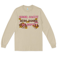 Mushroom drink coffee read books be happy Long Sleeve Tee - MaliasSmallBusiness