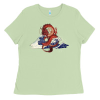 Matcha asian dragon and ocean waves Ladies Tee - RanaPortraitStore