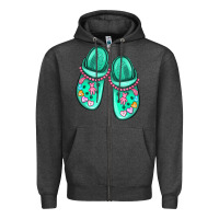 Charcoal Heather nurse crocs Zipper Hoodie - MaliasSmallBusiness