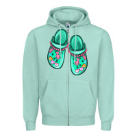 Seafoam nurse crocs Zipper Hoodie - MaliasSmallBusiness