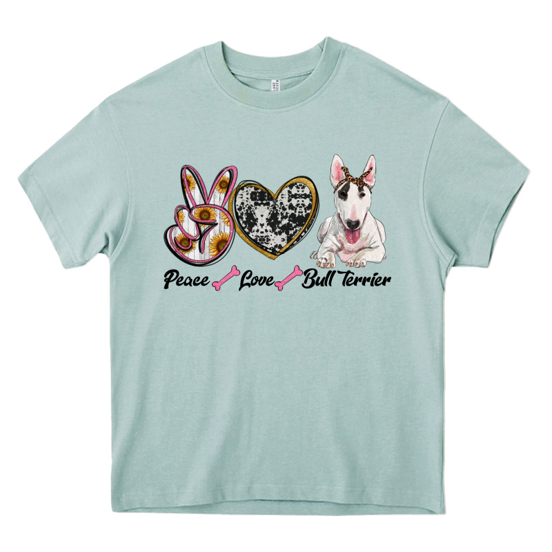 Peace Love Bull Terrier Heavy Core Tee by RanaPortraitStore | Teevron