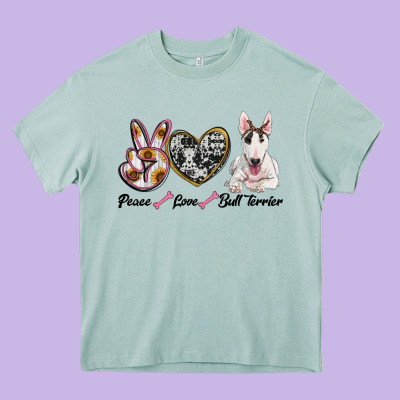 Peace Love Bull Terrier Heavy Core Tee Designed By Ranaportraitstore