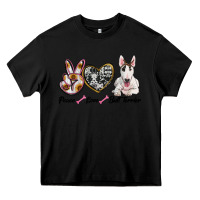 Black peace love bull terrier Heavy Core Tee - RanaPortraitStore