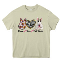 Mossy peace love bull terrier Heavy Core Tee - RanaPortraitStore