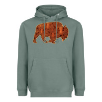 Sage Bison Silhouette Red Skull Heavyweight Hoodie - Bettercallsaul
