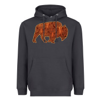 Smoke Bison Silhouette Red Skull Heavyweight Hoodie - Bettercallsaul