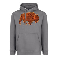 Bison Silhouette Red Skull Heavyweight Hoodie | Teevron