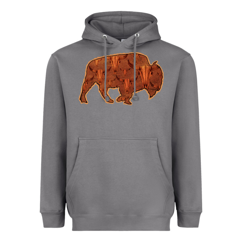 Bison Silhouette Red Skull Heavyweight Hoodie by Bettercallsaul | Teevron