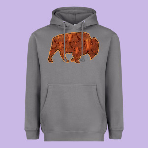 Bison Silhouette Red Skull Heavyweight Hoodie Designed By Bettercallsaul