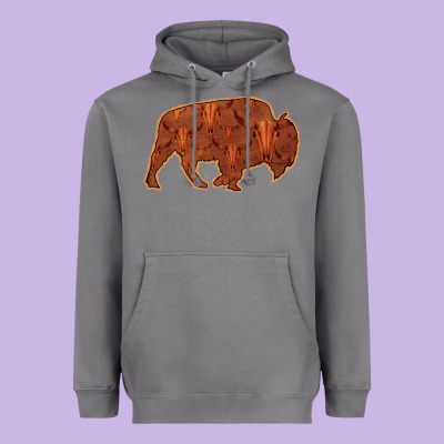 Bison Silhouette Red Skull Heavyweight Hoodie Designed By Bettercallsaul
